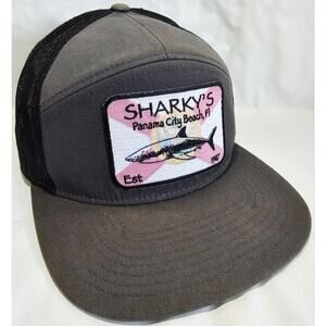 Sharky's Panama City Beach Trucker Hat Cap w/Embroidered Patch Hook and Loop